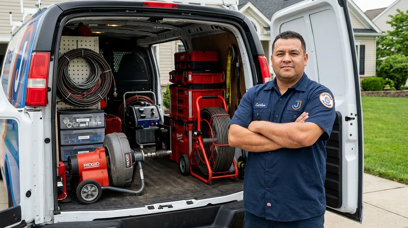 Professional drain cleaning equipment and Johns Plumbing LLC plumber in Morrisville