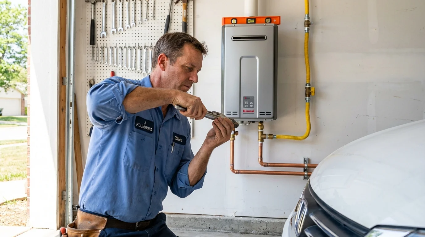 Tankless water heater installation by a Johns Plumbing LLC plumber in Morrisville
